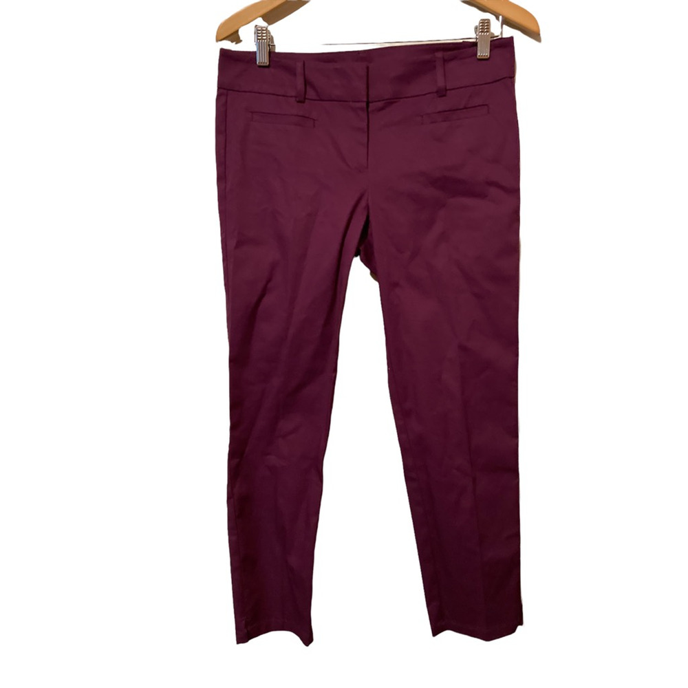 Ann Taylor Womens Size 4 Signature Crop Pants Purple Low Rise Flat Front New
